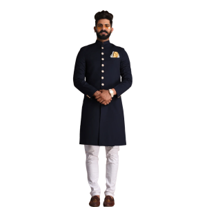 Handmade Navy Blue Maharaja Style Achkan | Regal Ethnic Wear | Jaipurio